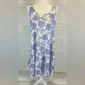NEW Cantoo Blue Sea Shell Beach Casual Womens Dress Tunic Tank Size S High Low
